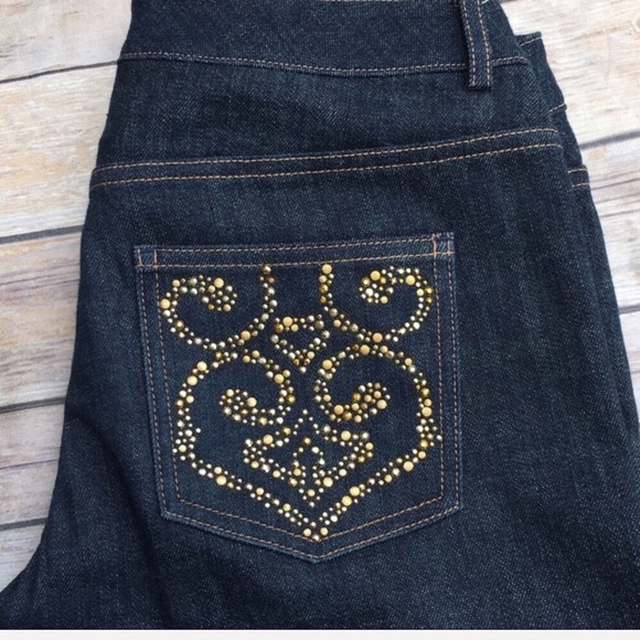 ST JOHN studded pocket dark bootcut jeans - Picture 3 of 8